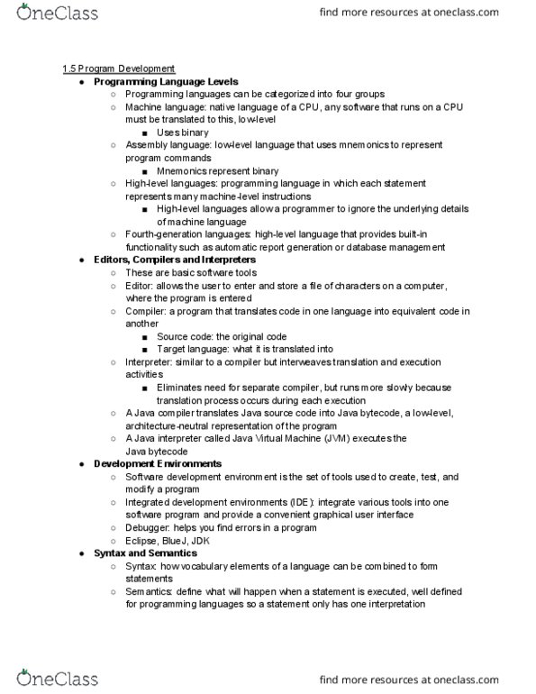 CS 151 Lecture Notes - Lecture 3: Java Bytecode, Java Virtual Machine, Graphical User Interface thumbnail