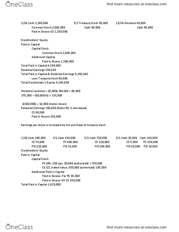 MGT 210 Lecture Notes - Lecture 11: Treasury Stock, Retained Earnings, Issued Shares thumbnail