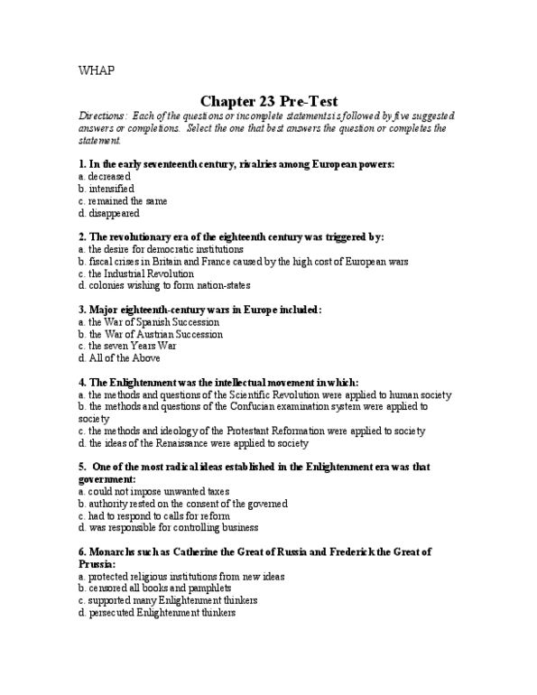 HST 101 Lecture Notes - Molly Pitcher, Age Of Enlightenment, Quebec Act thumbnail