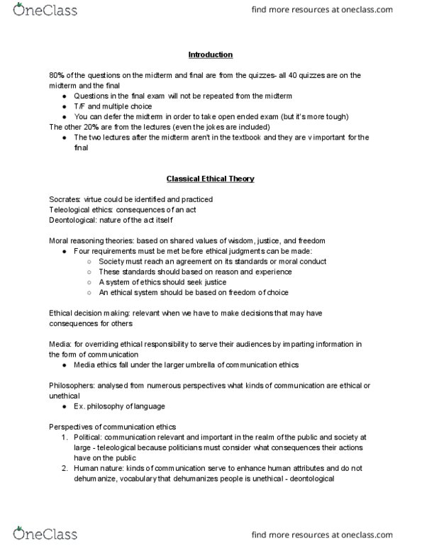 CMN 3105 Lecture Notes - Lecture 2: Embedded Journalism, Human Nature, Media Ethics thumbnail