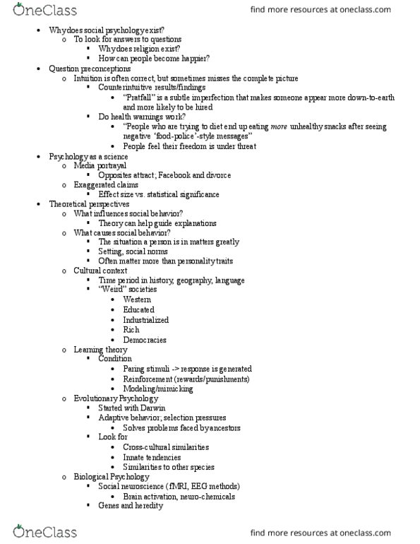 PSYC 221 Lecture Notes - Lecture 2: Reproducibility, Random Assignment, Social Neuroscience thumbnail