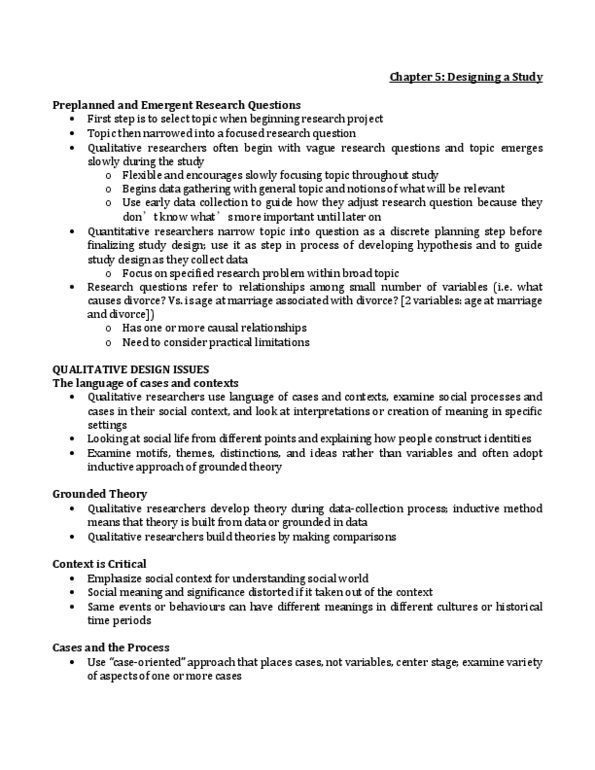 SOC221H5 Chapter Notes - Chapter 5: Design Issues, Grounded Theory, Empirical Measure thumbnail