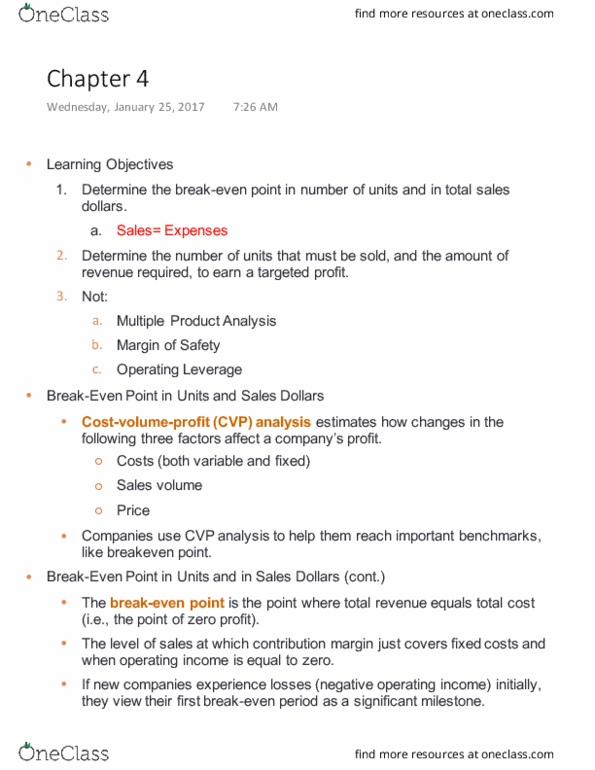 ACCTG 2600 Lecture Notes - Lecture 5: Vale Limited, Earnings Before Interest And Taxes, Contribution Margin thumbnail