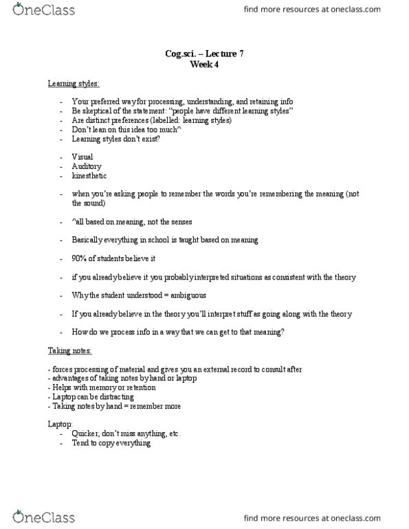 CGSC 1001 Lecture Notes - Lecture 7: Oatmeal, Learning Disability, Consistency Model thumbnail