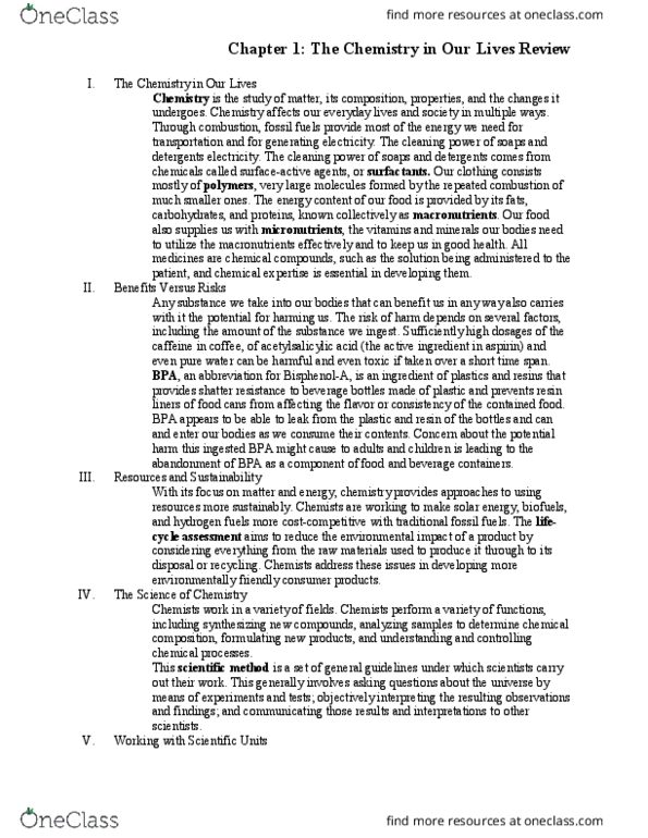 CHEM 101 Chapter Notes - Chapter 1: Life-Cycle Assessment, Kilogram, Si Base Unit thumbnail