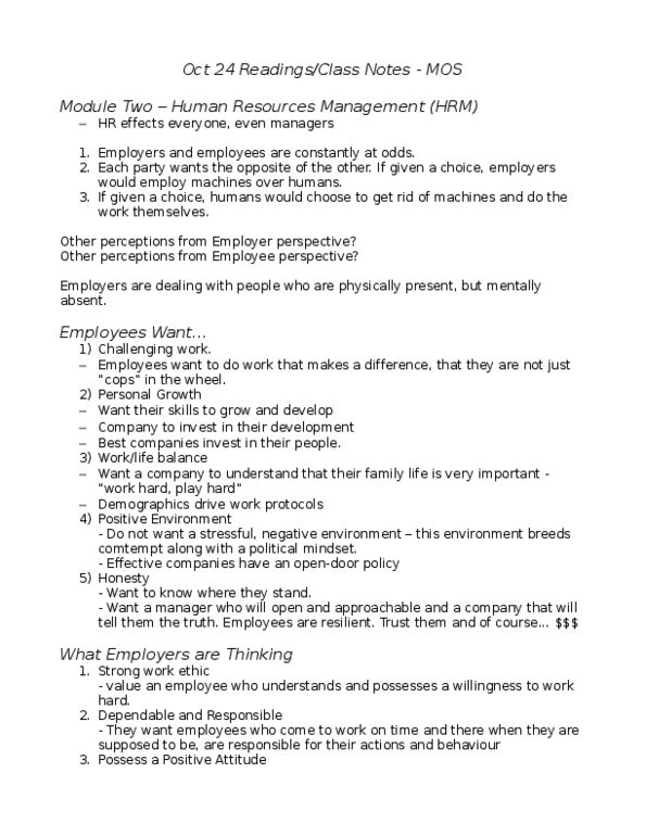 Management and Organizational Studies 1021A/B Lecture Notes - Work Hard, Play Hard, Brand Loyalty, Performance Management thumbnail