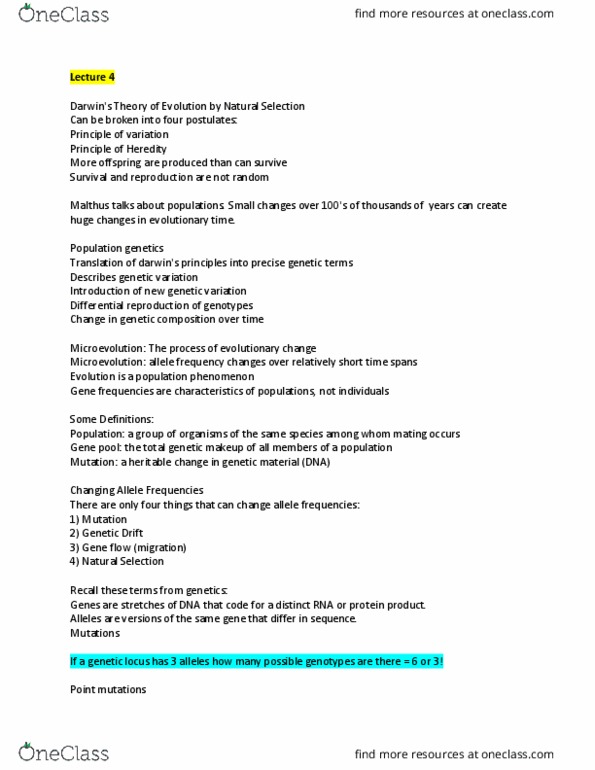 BIOS 230 Lecture Notes - Lecture 4: Point Mutation, Purine, Hbb thumbnail