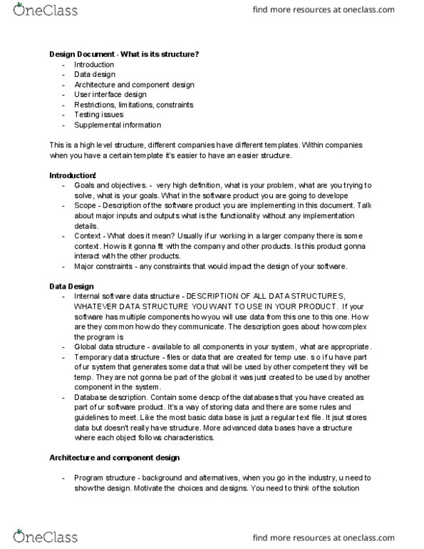 CIS 1250 Lecture Notes - Lecture 5: Requirements Traceability, User Interface, User Interface Design thumbnail