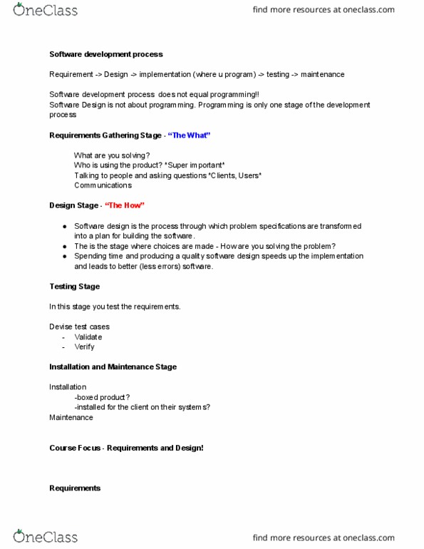 CIS 1250 Lecture Notes - Lecture 1: Software Development Process, Software Design thumbnail