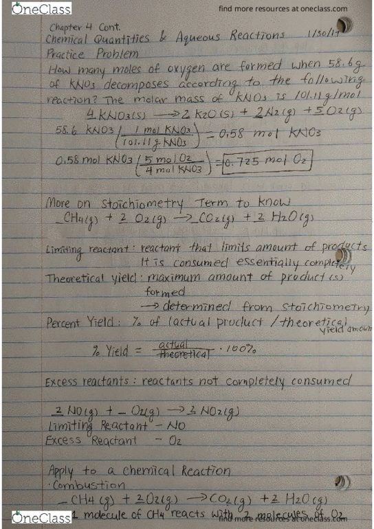 CHEM 112 Lecture Notes - Lecture 9: Molar Mass, Limiting Reagent, Allotropes Of Oxygen thumbnail