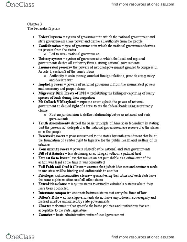 Political Science POLS-Y 103 Lecture Notes - Lecture 3: Gibbons V. Ogden, New Federalism, Marble Cake thumbnail