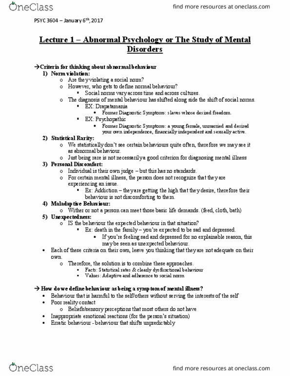PSYC 3604 Lecture Notes - Lecture 1: Posttraumatic Stress Disorder, Idiom, Cirrhosis thumbnail