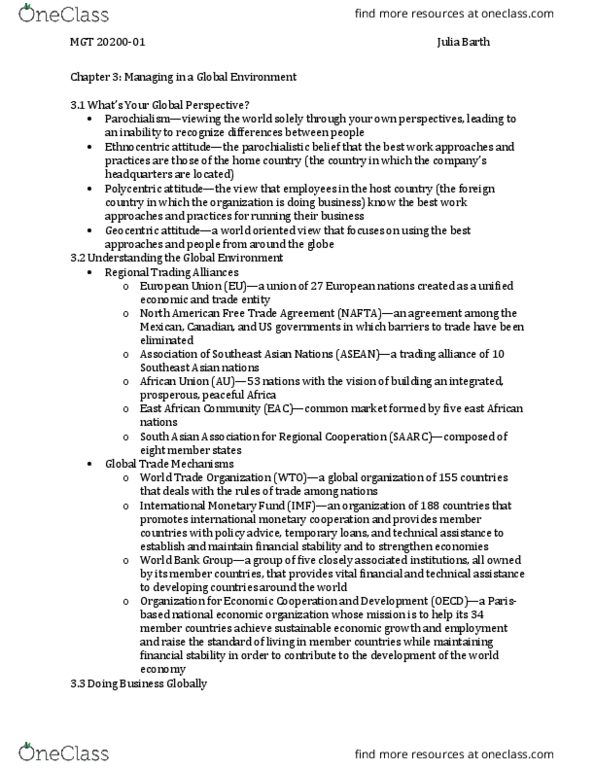 MGT 20200 Chapter Notes - Chapter 3: Ingroups And Outgroups, North American Free Trade Agreement, International Monetary Fund thumbnail