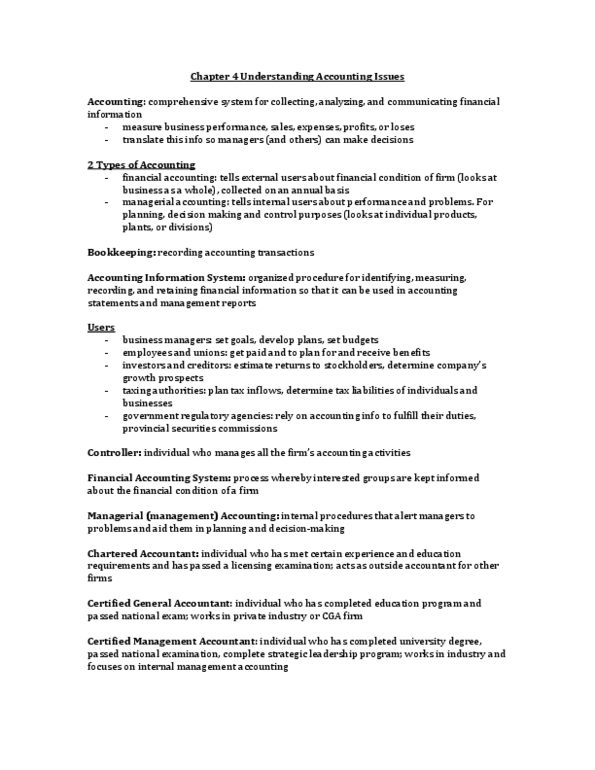 MGTA02H3 Chapter Notes - Chapter 4: Management Accounting, Financial Statement, Bookkeeping thumbnail