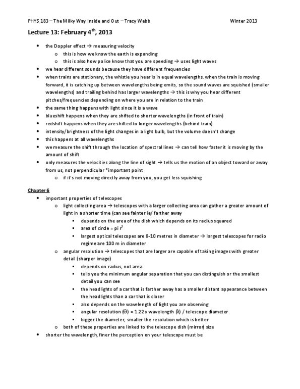 PHYS 183 Lecture Notes - Lecture 13: Blueshift, The Sharper Image, Angular Distance thumbnail