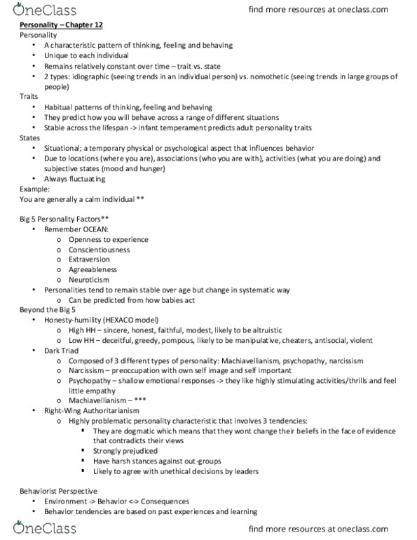 PSY100H1 Lecture Notes - Lecture 21: Agoraphobia, Humorism, Psychoanalysis thumbnail