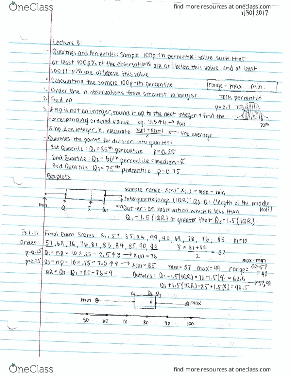 AMS 310 Lecture Notes - Lecture 3: Venn Diagram, Empty Set, Box Plot thumbnail