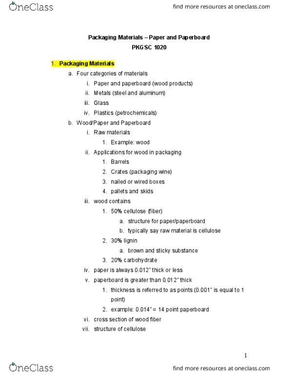 PKSC 1020 Lecture Notes - Lecture 3: Fiberboard, Baking Mix, Folding Carton thumbnail