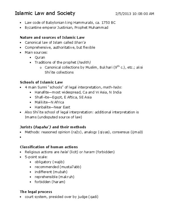 NMC103H1 Lecture Notes - Canon Law, Qiyas, Sharia thumbnail