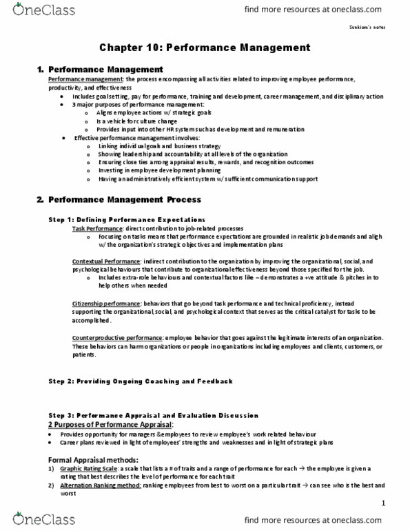 BU354 Lecture Notes - Lecture 10: Central Tendency, Performance Appraisal, Performance Management thumbnail