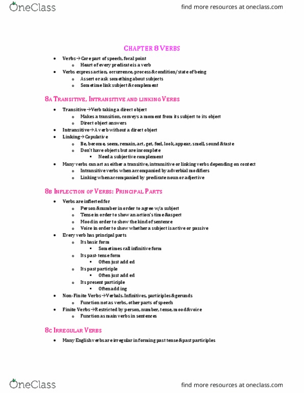 Writing 2101F/G Chapter 8: Chapter 8 Verbs thumbnail