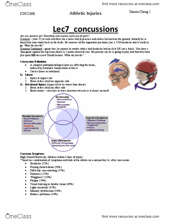 Kinesiology 2236A/B Lecture Notes - Lecture 7: Intracranial Pressure, Sports Medicine, Mouthguard thumbnail