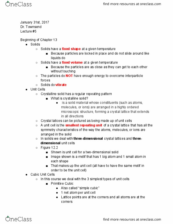 CHE 104 Lecture Notes - Lecture 7: Crystal thumbnail