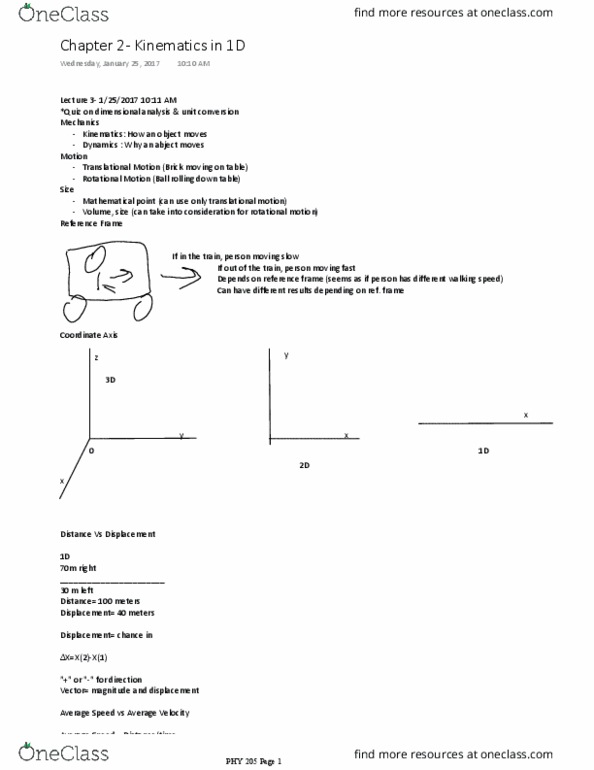 PHY 205 Lecture Notes - Lecture 3: International System Of Units, Dimensional Analysis thumbnail