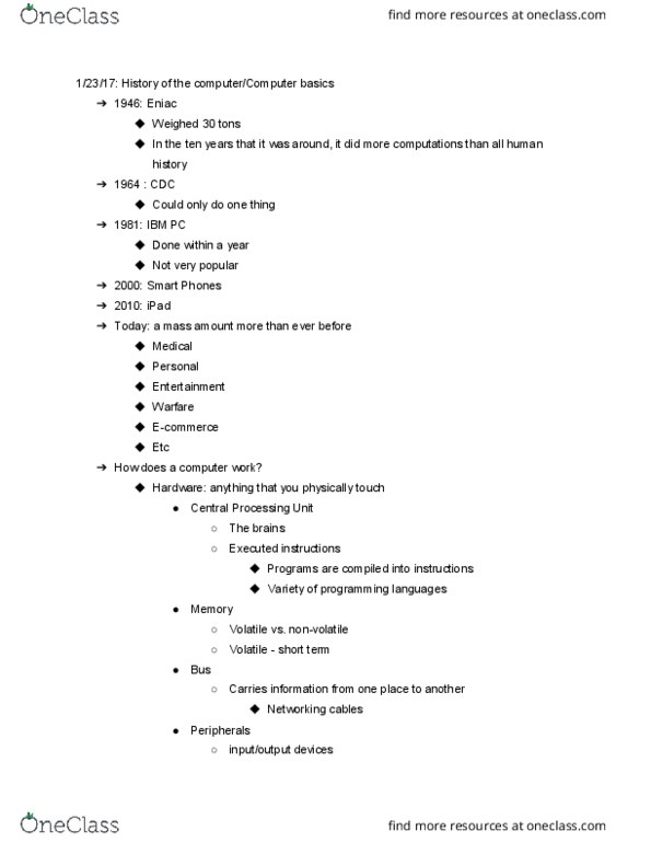 CS 110 Lecture Notes - Lecture 1: Internet Protocol Suite, Hypertext Transfer Protocol, Wide Area Network thumbnail