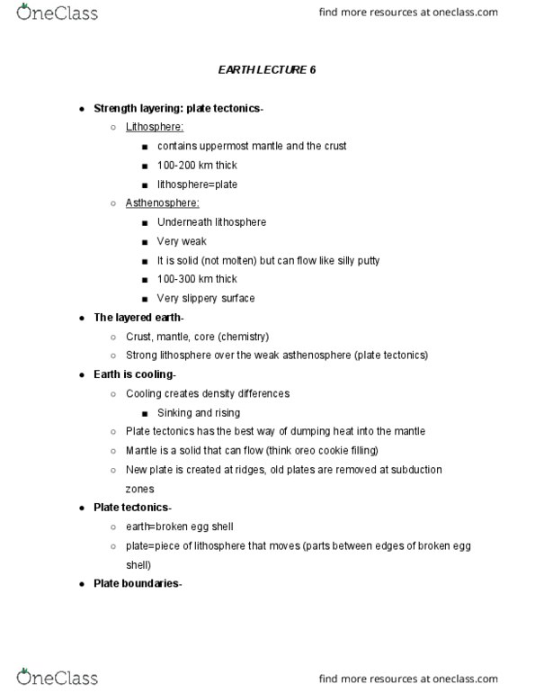 GEOS 170A1 Lecture Notes - Lecture 6: Silly Putty, Plate Tectonics, Asthenosphere thumbnail