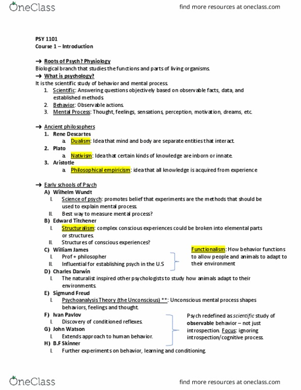 PSY 1101 Lecture Notes - Lecture 1: Informed Consent, Statistical Significance, Type I And Type Ii Errors thumbnail