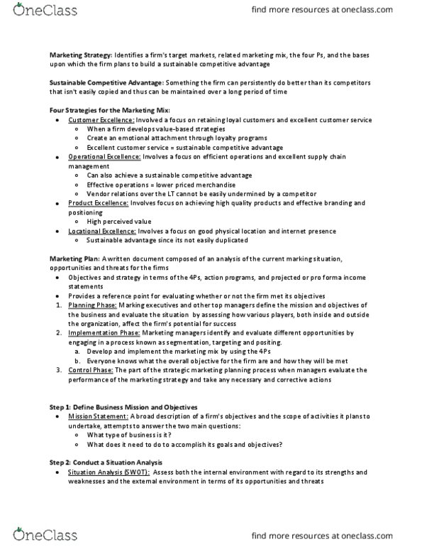 Management and Organizational Studies 2320A/B Chapter Notes - Chapter 2: Ken Wilber, Marketing Mix, Pro Forma thumbnail