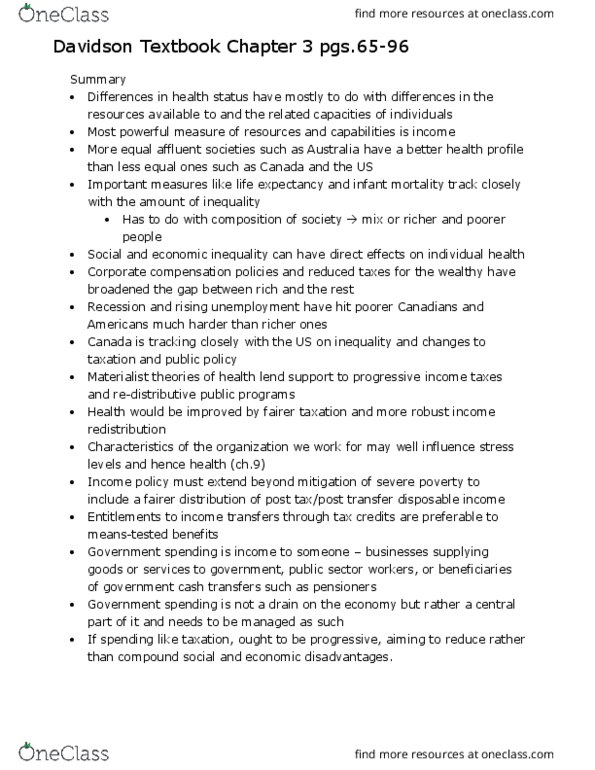 HLTH 101 Chapter Notes - Chapter 11: Social Mobility, List Of Canadians By Net Worth, Gini Coefficient thumbnail