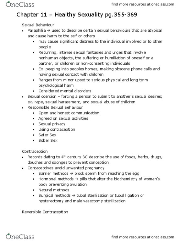 HLTH 102 Chapter Notes - Chapter 9: Epididymitis, Trichomoniasis, Pelvic Pain thumbnail