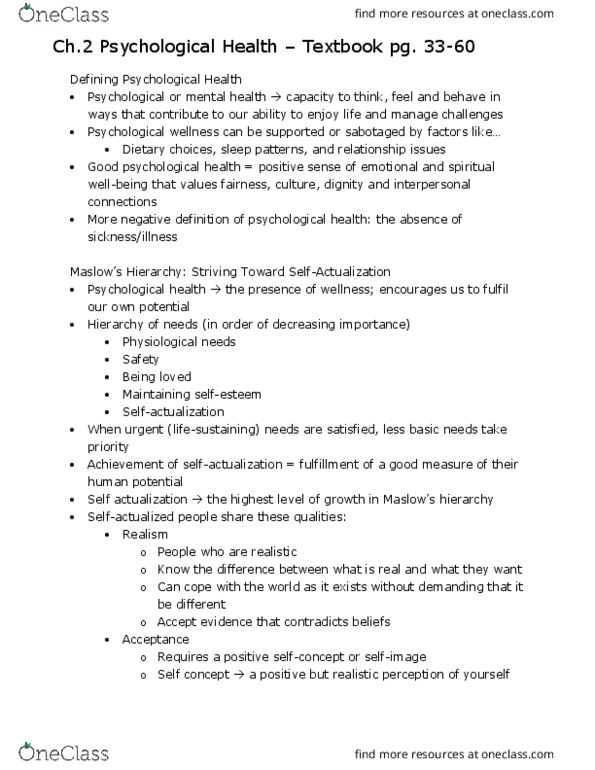 HLTH 102 Chapter Notes - Chapter 2: Generalized Anxiety Disorder, Dysthymia, Mood Disorder thumbnail