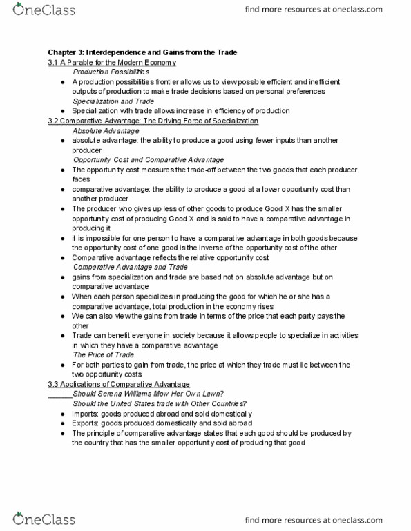 ECON 201 Chapter Notes - Chapter 3: Serena Williams, Absolute Advantage, Comparative Advantage thumbnail