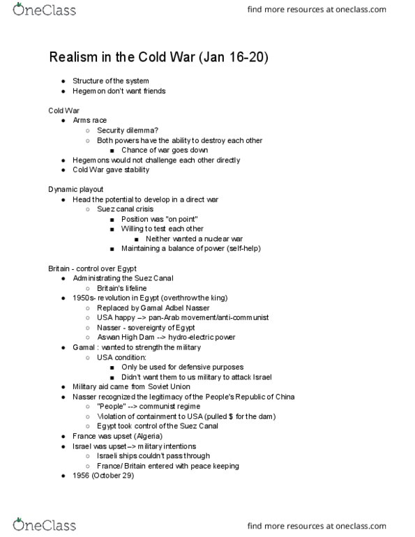 INR 3003 Lecture 4: Realism in the Cold War (Jan 16-20) thumbnail