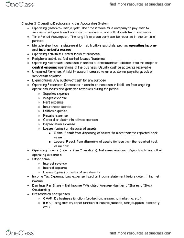 ACC 311 Chapter Notes - Chapter 3: Revenue Recognition, Financial Statement, Accrual thumbnail