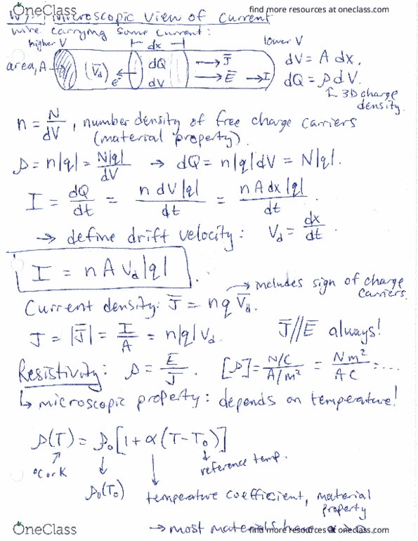 PHYS-212 Lecture Notes - Lecture 7: 2Pm, Ammeter, Number Density thumbnail