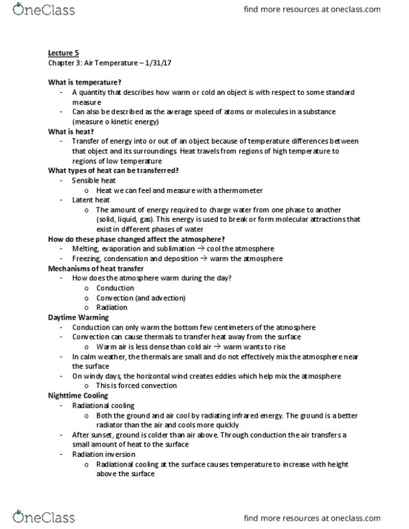 ATOC 1050 Lecture Notes - Lecture 5: Hypothermia, Gilgit-Baltistan, Thermistor thumbnail