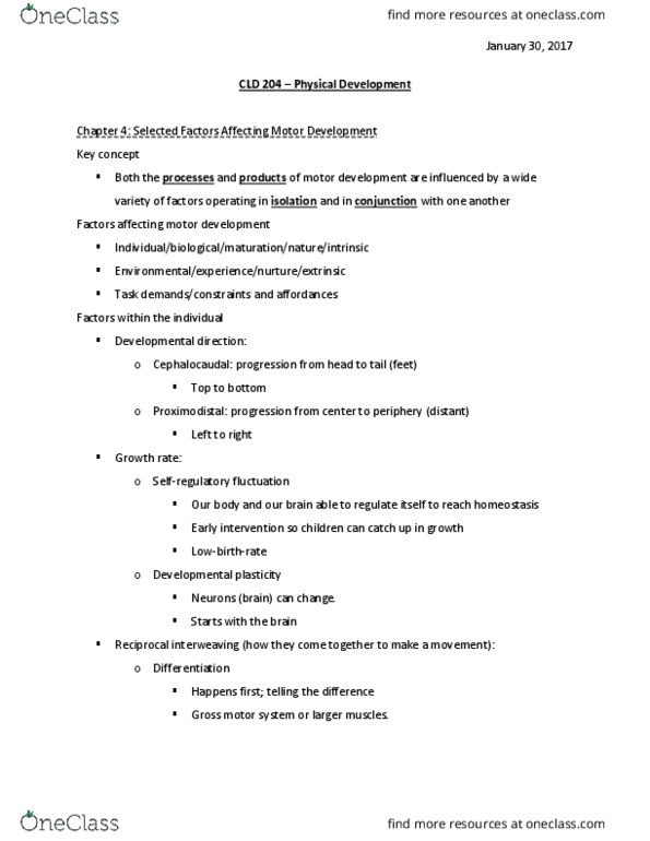 CLD 204 Lecture Notes - Lecture 3: Birth Weight, Leg Before Wicket, Physical Fitness thumbnail