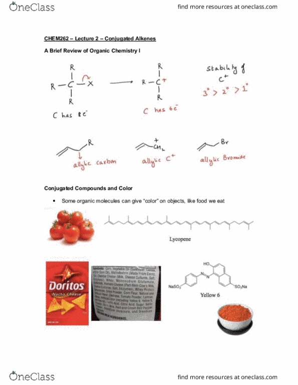 CHEM 262 Lecture Notes - Lecture 2: Allyl Group, Alkene thumbnail