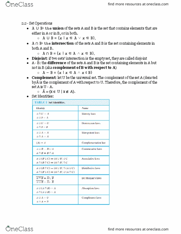 I&C SCI 6B Chapter Notes - Chapter 2.2: 5,6,7,8, Empty Set thumbnail