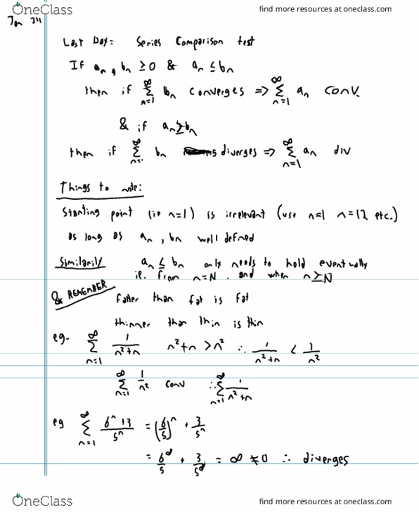 MATH 1ZB3 Lecture 9: Limit Comparison Test thumbnail