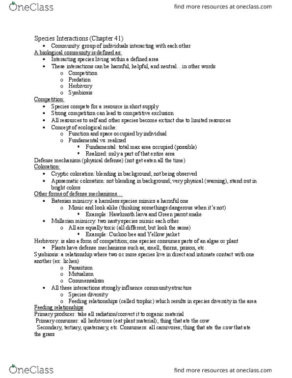 BIO 100 Lecture Notes - Lecture 2: Primary Succession, Keystone Species, Primary Producers thumbnail