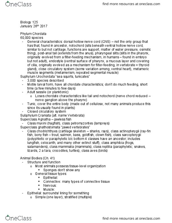 BIOL 125 Lecture Notes - Lecture 7: Thermoregulation, Chondrocyte, Cell Membrane thumbnail