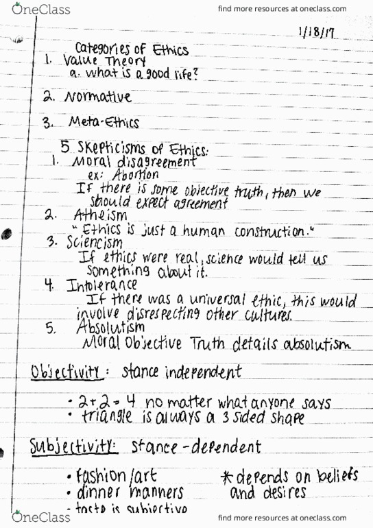 PHIL 1100 Lecture Notes - Lecture 1: Moral Universalism thumbnail