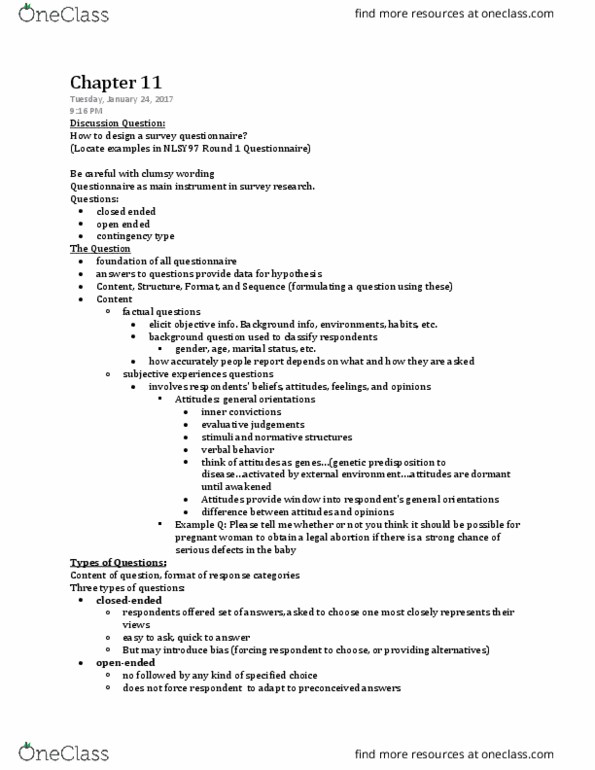 CHDV 20100 Chapter Notes - Chapter 11: Likert Scale, Response Bias thumbnail