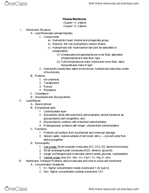 01:146:295 Lecture Notes - Lecture 3: Symporter, Active Transport, Glucose Transporter thumbnail