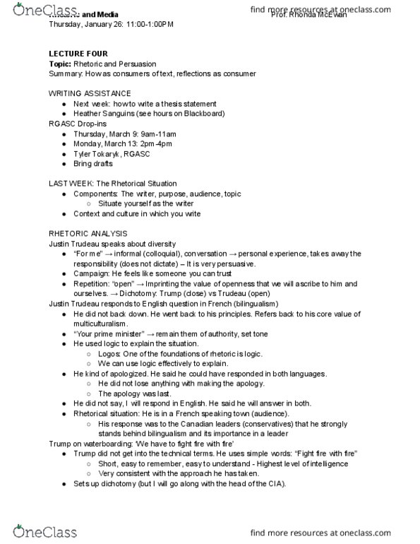 CCT110H5 Lecture Notes - Lecture 4: Politics And The English Language, Doublethink, Final Analysis thumbnail